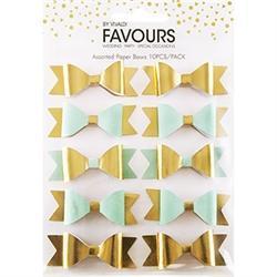 AussieSuperStore Art & Craft Essentials Mint / Gold Foil Favours Paper Bows (in 2 colors) Favours Paper Bows (in 2 colors) | Craft Party Scrapbooking Embellishment Decoration 9323823194123 FAV17017
